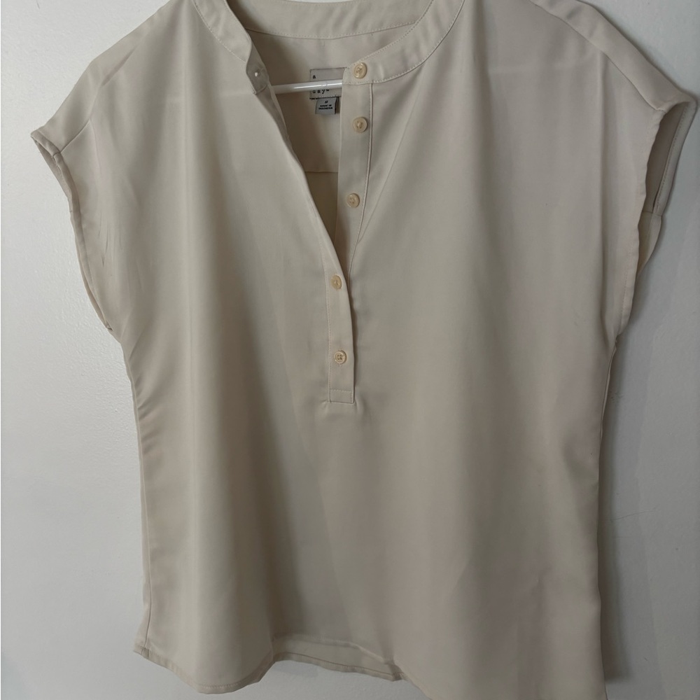 a new day Women's Cream Button-Up Blouse